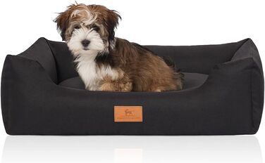 Ліжко для собак Knuffelwuff Lotte з велюру, знімний чохол, пране, XXL 120x85 см, для великих, середніх і малих собак, чорне