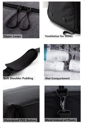 Спортивна сумка Fitgriff V2 з відділенням для взуття та вологих речей, для жінок і чоловіків, середня, чорна/сіра – ідеальна для спортзалу, фітнесу та подорожей