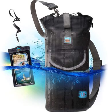 Водонепроникний рюкзак Dry Bag для каякінгу, риболовлі та човнів, 10 л, міцний 500D ПВХ, чорний, з зовнішньою кишенею