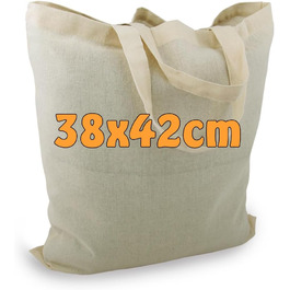 Сумка Cottonbagjoe з бавовни 38x42 см, без друку, з двома короткими ручками, для розпису, сертифікат OEKO-TEX 100, екологічна шопер-тканинна сумка