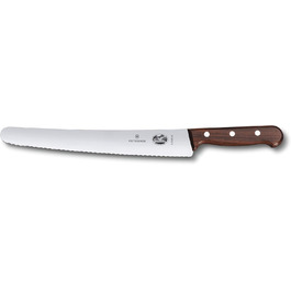 Кухонний ніж Victorinox Wood для хліба та кондитерських виробів, швейцарський, зубчасте лезо, надгострий, з нержавіючої сталі, дерев'яна ручка