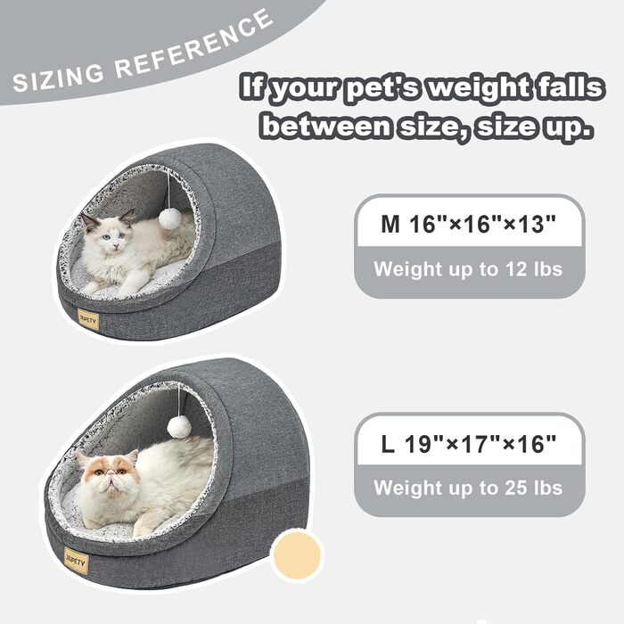 Котяча хатка Jiupety Nettes, будиночок-корзина для котів, лежак з нековзною основою, знімна та прана подушка, 41x41x33 см, темно-сірий