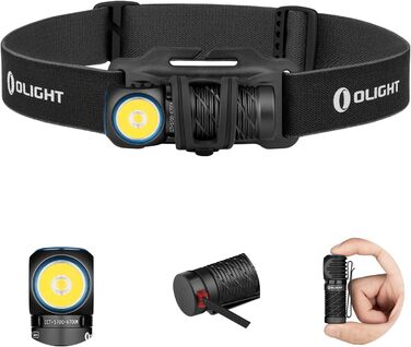 Ліхтар налобний OLIGHT Perun 2 Mini LED 1100 лм, USB, водонепроникний, з червоним світлом, 5 режимів, для кемпінгу та екстрених ситуацій, чорний