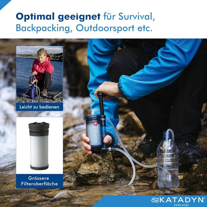 Фільтр для води Katadyn Hiker Pro прозорий, портативний, 1 л/хв