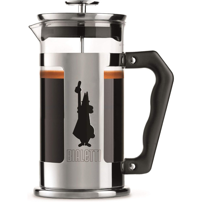 Френч-прес Bialetti Preziosa 350 мл, нержавіюча сталь, боросилікатне скло, для кави та чаю, набір із меленою кавою