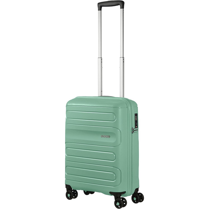 Валіза American Tourister Sunside Spinner 55 см, 35 л, чорна/зелена, легка дорожня валіза на 4 колесах