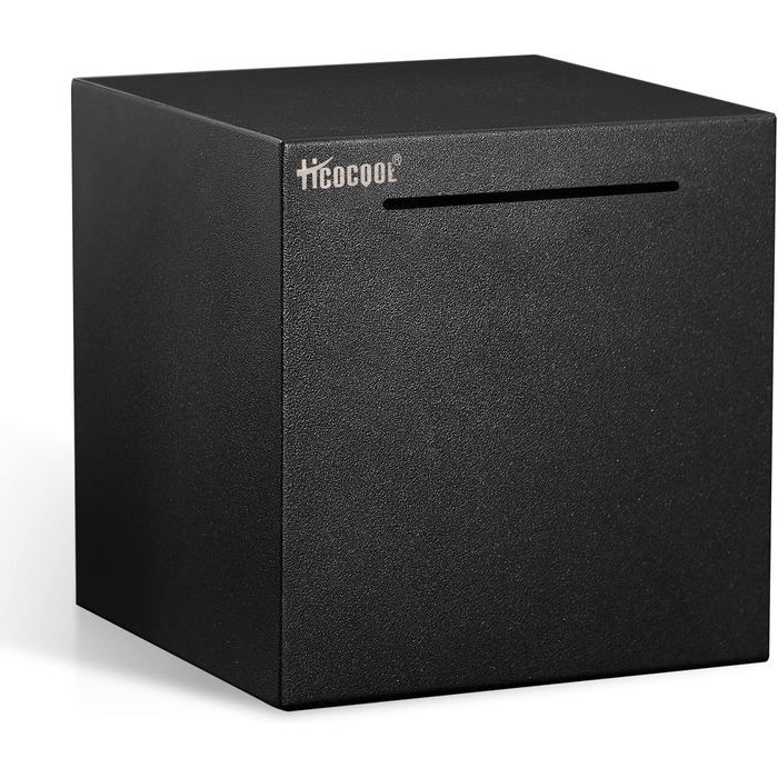 Металева скарбничка сейф Hicocool для дорослих, нержавіюча сталь, чорна, 15 см