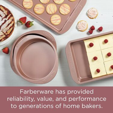 Форма для випікання 12 маффінів Farberware, антипригарна, червоне золото/червоний
