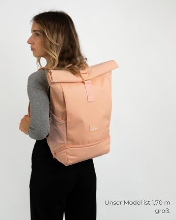 Рюкзак Johnny Urban Allen Medium ролтоп 15 л для жінок і чоловіків, з відділенням для ноутбука, водовідштовхувальний, для університету, роботи, велосипеда, екологічний, персиковий
