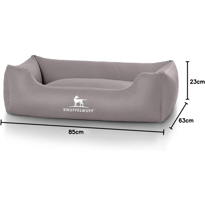 Ліжко для собак Knuffelwuff Sidney XXL зі штучної шкіри, 120x85 см, знімний чохол, легке у догляді, для великих, середніх і малих собак, сіре