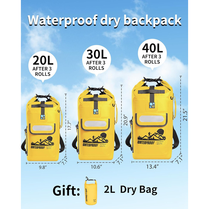 Водонепроникний рюкзак IDRYBAG Dry Bag 20/30/40 л для каяка, плавання, туризму