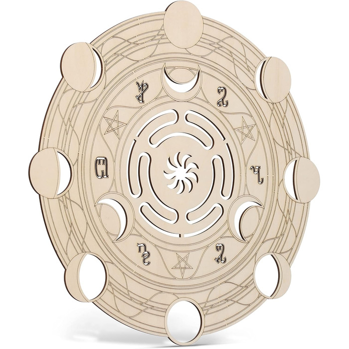 Священна геометрія: настінний декор Sri Yantra 30,5 см з товстого дерева, чакра, лабіринт, постер-тапісерія (Колесо Гекати)