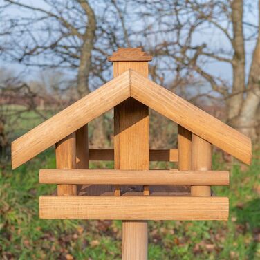 Годівниця для птахів VOSS.garden Grota з дерев'яною стійкою і металевим дахом, 134 см, стійка до погодних умов
