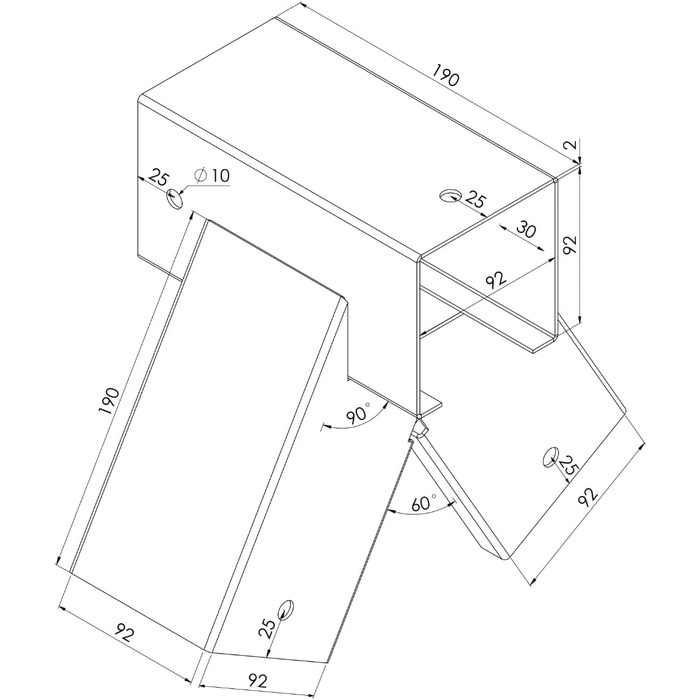 З'єднувач для гойдалки TRIBECCO 90x90 мм, 90°, сірий, сталевий, для садових гойдалок, порошкове покриття, монтажні отвори 10 мм, трикутна А-форма