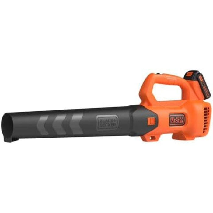 Акумуляторний повітродув Black+Decker BCBL200L 18В, 2.0Аг, 145 км/год, 577 м³/год, з лопаткою для листя, для терас, доріжок, саду, з акумулятором та зарядним