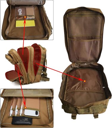 Тактичний військовий рюкзак 40 л для виживання, армійський Molle, колір хакі