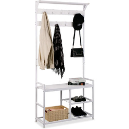 Вішак для одягу з лавкою Leader Accessories, металевий, білий, 182x30x84 см, для передпокою, рустикальний стиль