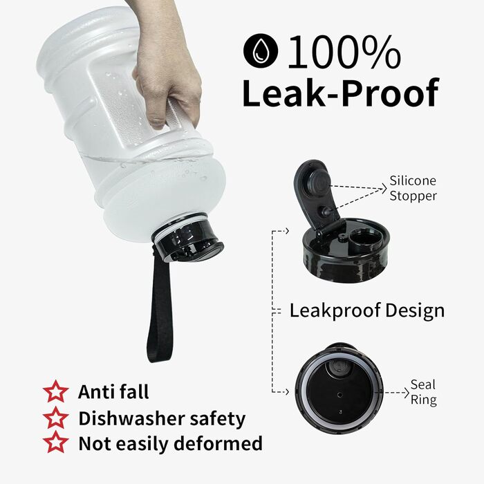 TOOFEEL пляшка для води 2,2 л, спортивна, BPA-free, з мірною шкалою, багаторазова, для залу та тренувань, прозора матова