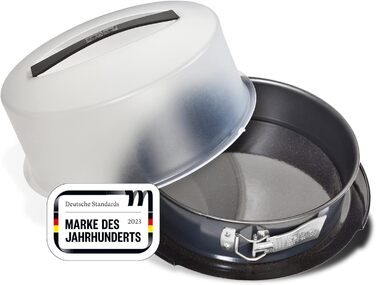 Форма для випікання Zenker DELUXE 28 см з кришкою, кругла, емальований плоский дно, чорна металік, форма для торта та пирога, з ручкою для транспортування
