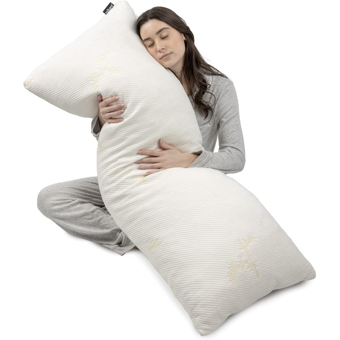 Преміальна подушка для сну на боці з наповнювачем Memory Foam – довга ортопедична подушка для тіла та годування, м'який дихаючий чохол, велика, біла