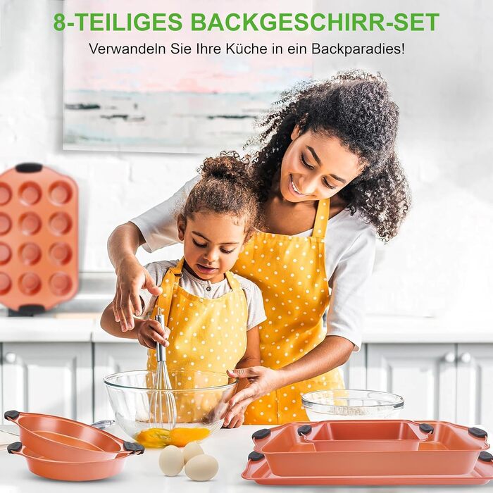 Набір форм для випікання NutriChef 10 предметів – форми для кексів, пирогів, хліба, мафінів, роз’ємна форма, кругла, прямокутна, для піци – антипригарне покриття