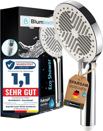 Душова лійка BLUMBACH Aqua Joy, водозберігаюча, високий тиск, 8 режимів, 6 л/хв, насадка для душу