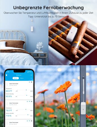 GoveeLife Wi-Fi гігрометр-термометр для приміщень, 3 шт. Смарт датчик температури та вологості з додатком, збереженням даних, для теплиць, винних погребів