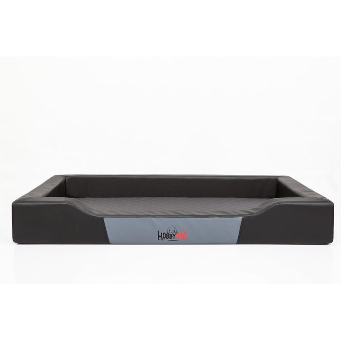 Ліжко для собак Delux XXL 120x80 см, чорне, екошкіра та міцна кордура