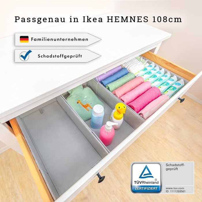 Органайзер для комода IKEA HEMNES, 5 шт, міцний, для дитячого одягу, пелюшок, шкарпеток, оригінальний, точне прилягання