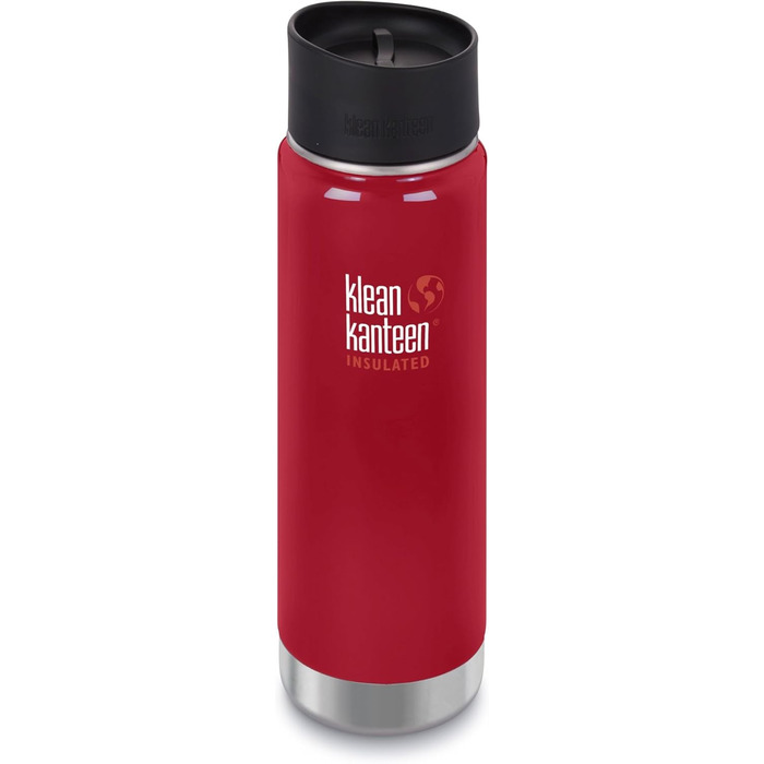 Термобутилка Klean Kanteen Wide з вакуумною ізоляцією, 591 мл, червона, кришка Cafe Cap 2.0