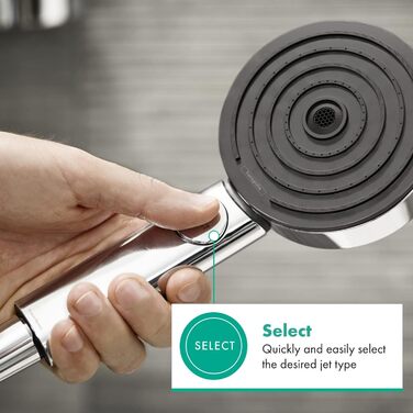 Душова лійка hansgrohe Pulsify Select S, 9 л/хв, EcoSmart, 3 режими, антикальк, хром, 105 мм