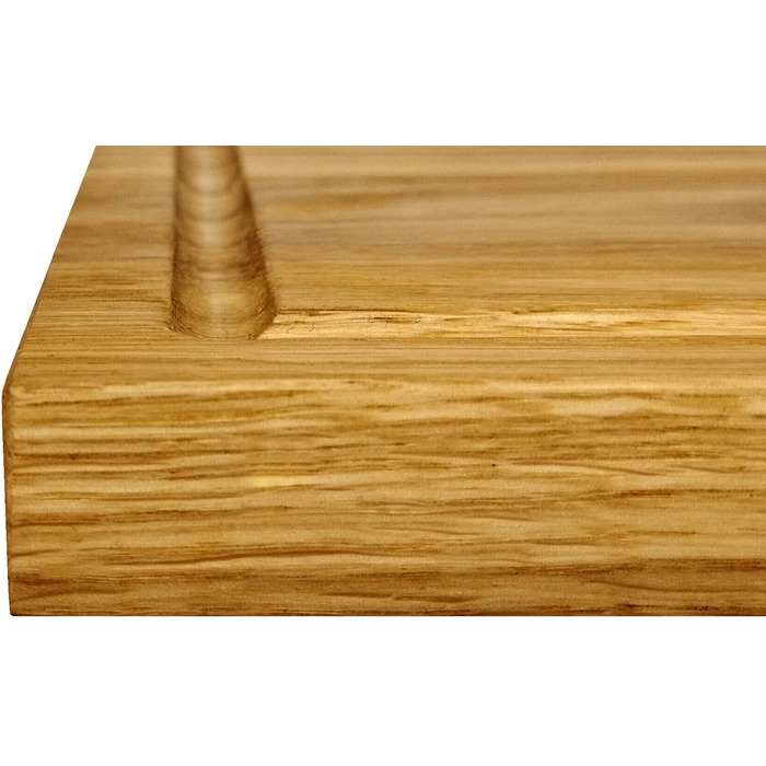 Дошка для нарізання з масиву дуба XL 40x30x2 см з канавкою для соку, антисептична, Nature Edition – сервірувальна кухонна дошка для м'яса та овочів