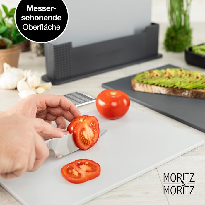 Набір обробних дощок Moritz & Moritz, 3 шт, пластик, 32x22 см, зі стійкою, для кухні, великий розмір, підходить для посудомийки, гігієнічний