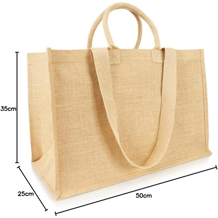 Еко-сумка з джуту XL, набір 3 шт, багаторазова, для покупок, Jute statt Plastik JB1415XL