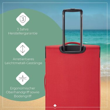 Валіза Travelite Chios на 4 колесах, розмір L, м'який корпус, з розширенням і захистом кутів, стильний дорожній чемодан 78 см, 90-97 л, червоний