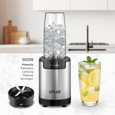 Блендер Ufesa Nutrimix 900Вт, універсальний екстрактор поживних речовин і вітамінів, нержавіючі леза, для смузі та коктейлів, подрібнення льоду, 6-в-1 набір