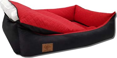 Odolplusz XXL Ліжко для великих собак, чорне-червоне, 100x70 см – собаче ліжко-матрац із двосторонньою подушкою, знімний та праний чохол