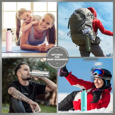 Термос-пляшка FEIJIAN FJbottle 316 із нержавіючої сталі, вакуумна, 750 мл, із карабіном, BPA-free, герметична пляшка для спорту, роботи та подорожей