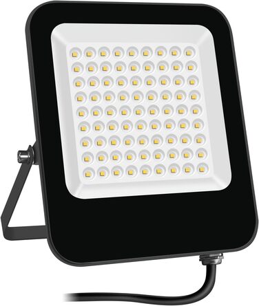 LED прожектор для вулиці теплий білий 3000K, надяскравий 20000 Лм, водонепроникний IP65, 50 Вт, для двору, гаража, саду, безпеки
