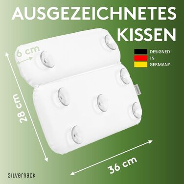 Подушка для ванни SilverRack середньої м'якості, біла 4D, з присосками, ергономічна для шиї, аксесуар для ванни