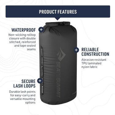 Герметична сумка Sea to Summit Big River Dry Bag для водних видів спорту, водонепроникна, міцна, з ручками, кріпленням і D-кільцем, роликовий клапан