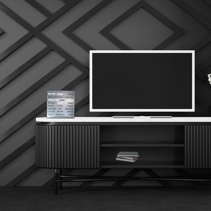 LED годинник-слова Bada Bing сріблястий, німецька мова, металева настінна та настільна безшумна годинник із USB, сучасний дизайн, подарунок для чоловіків, офісу, вітальні