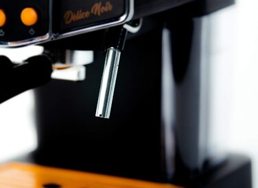 Кавоварка ECODE Delice, еспресо-машина 20 Бар, чорна, з паровим капучинатором, резервуар 1,5 л, манометр, одинарна/подвійна порція