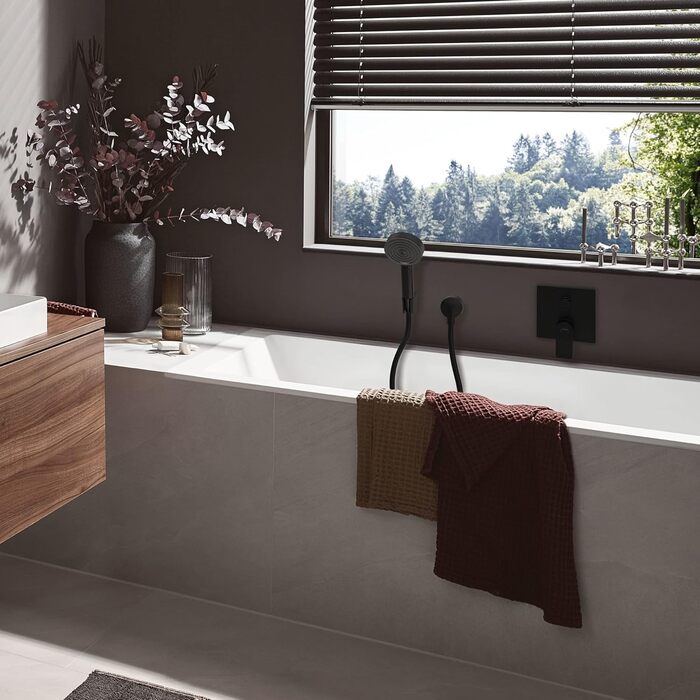 Душовий набір hansgrohe Pulsify Select S з лійкою (3 режими, включно з PowderRain), шлангом 1,25 м та тримачем, матовий чорний, 24302670
