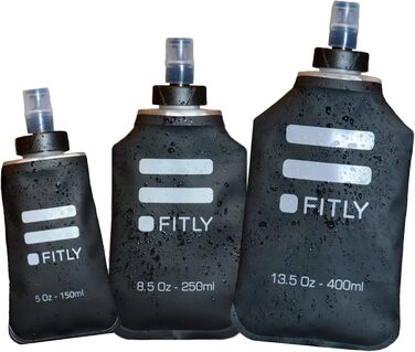 Набір фляг для гідратації FLASKS: 3 м’які складні пляшки для води 150/250/400 мл, для бігу, туризму, велоспорту, скелелазіння, чорні