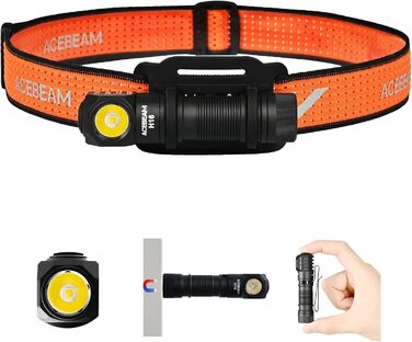 Ліхтар налобний ACEBEAM H16 650 люмен, акумуляторний, LED, EDC, кутовий, міні, з ремінцем, високий CRI 519A, нейтрально-білий 5000K