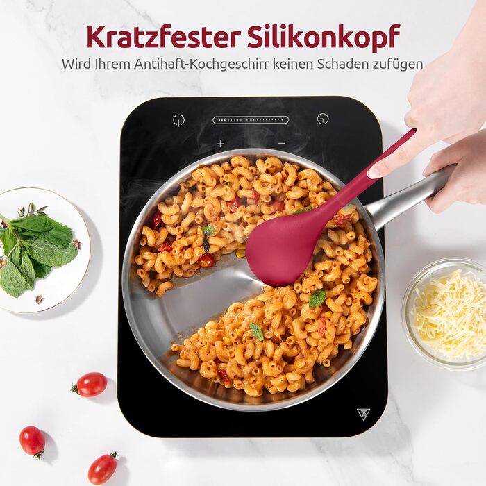 U-Taste Набір кухонного приладдя з силікону, 5 шт, термостійкі до 315°C, BPA-free, антипригарні лопатка та ложки для смаження, перемішування, сервірування (червоні)