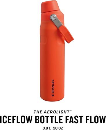 Термос-пляшка Stanley Iceflow Fast Flow 0.6 л, чорна, спортивна, з нейлону, зручний клапан, тримає холод 10 годин, без BPA, не протікає, для спорту та подорожей, можна мити в посудомийці