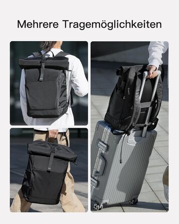 Рюкзак Inateck RollTop 25-30 л для чоловіків і жінок, з окремим відділенням для взуття, для ноутбука 17