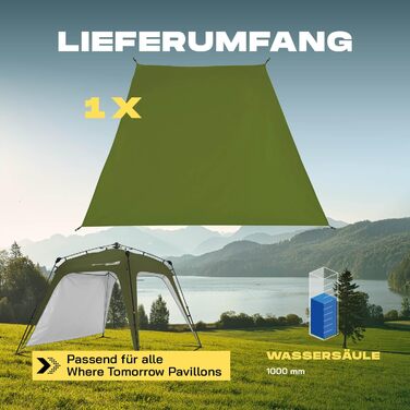 Люмаланд Outdoor намет 2,5x2,5 м, водонепроникний, UV-захист, садовий тент з бічною стінкою, сумкою та кілочками, міцний кемпінговий та партійний намет, швидке встановлення за 2 хвилини, темно-зелений